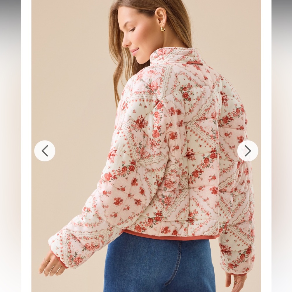 Altar'd State Blush Floral Quilted Puff Jacket - Picture 4 of 7